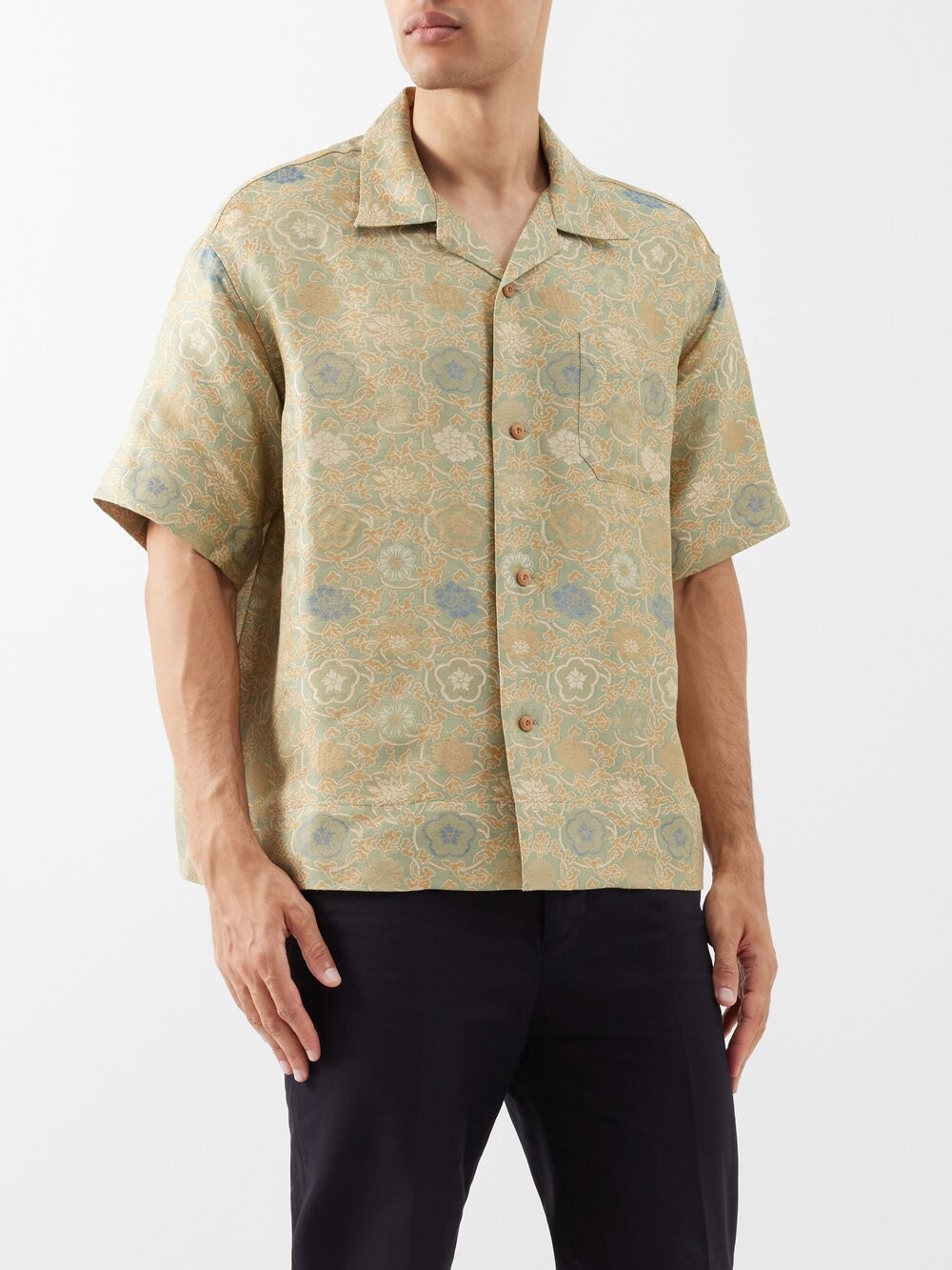

Рубашка copa из смесового шелка Visvim, зеленый