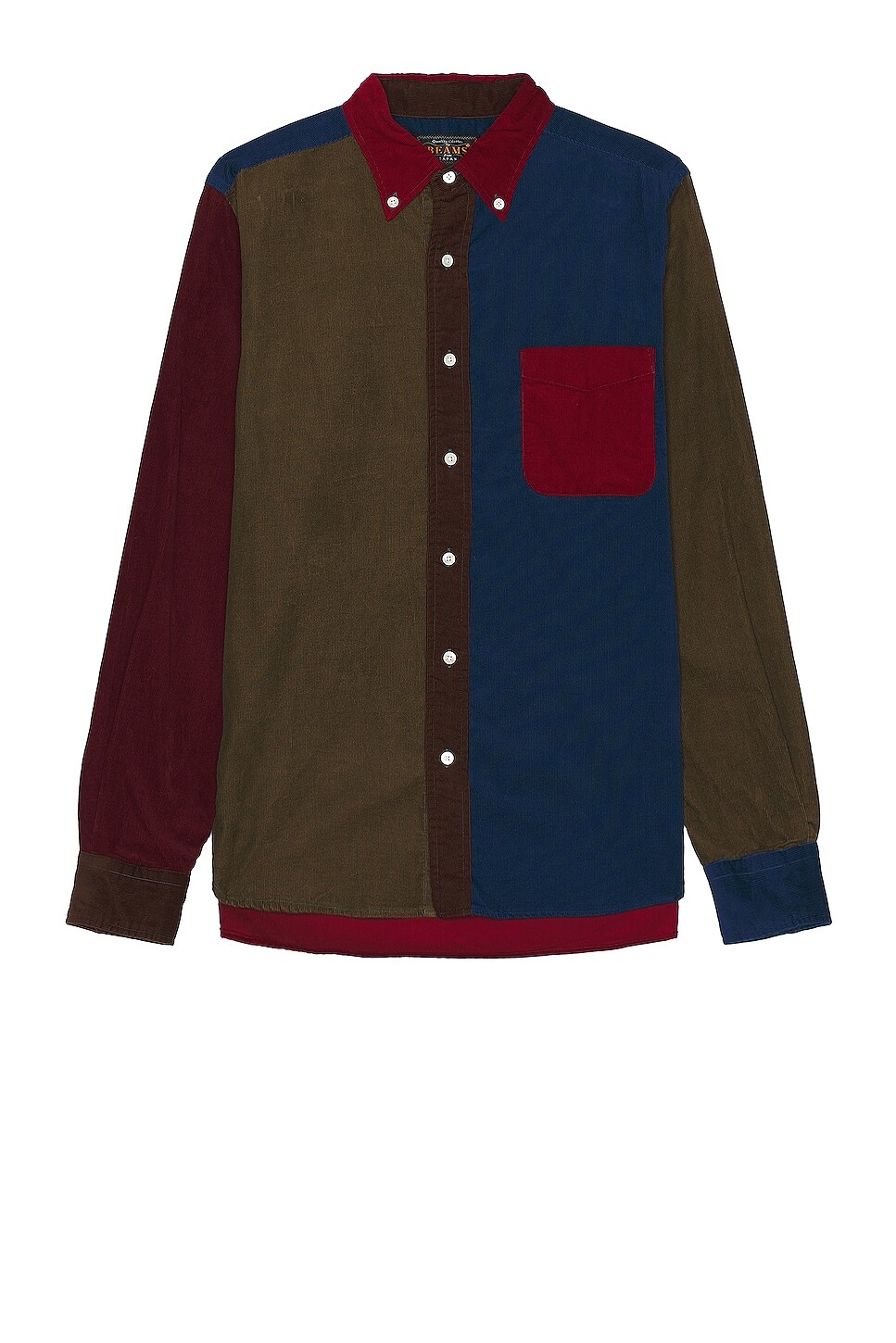 

Рубашка Beams Plus B.d. Corduroy Panel, красный