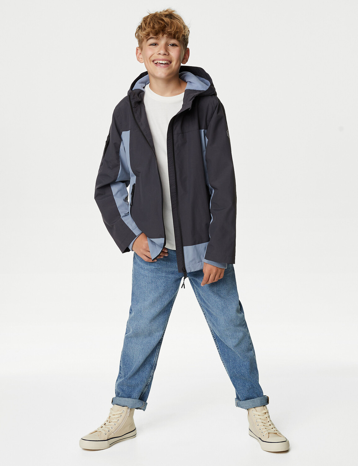 

Анорак с капюшоном Stormwear (6–16 лет) Marks & Spencer, серый микс