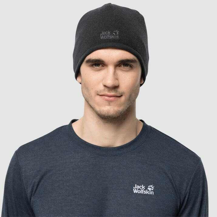 Шапка Jack Wolfskin Stormlock Logo Knit, черный