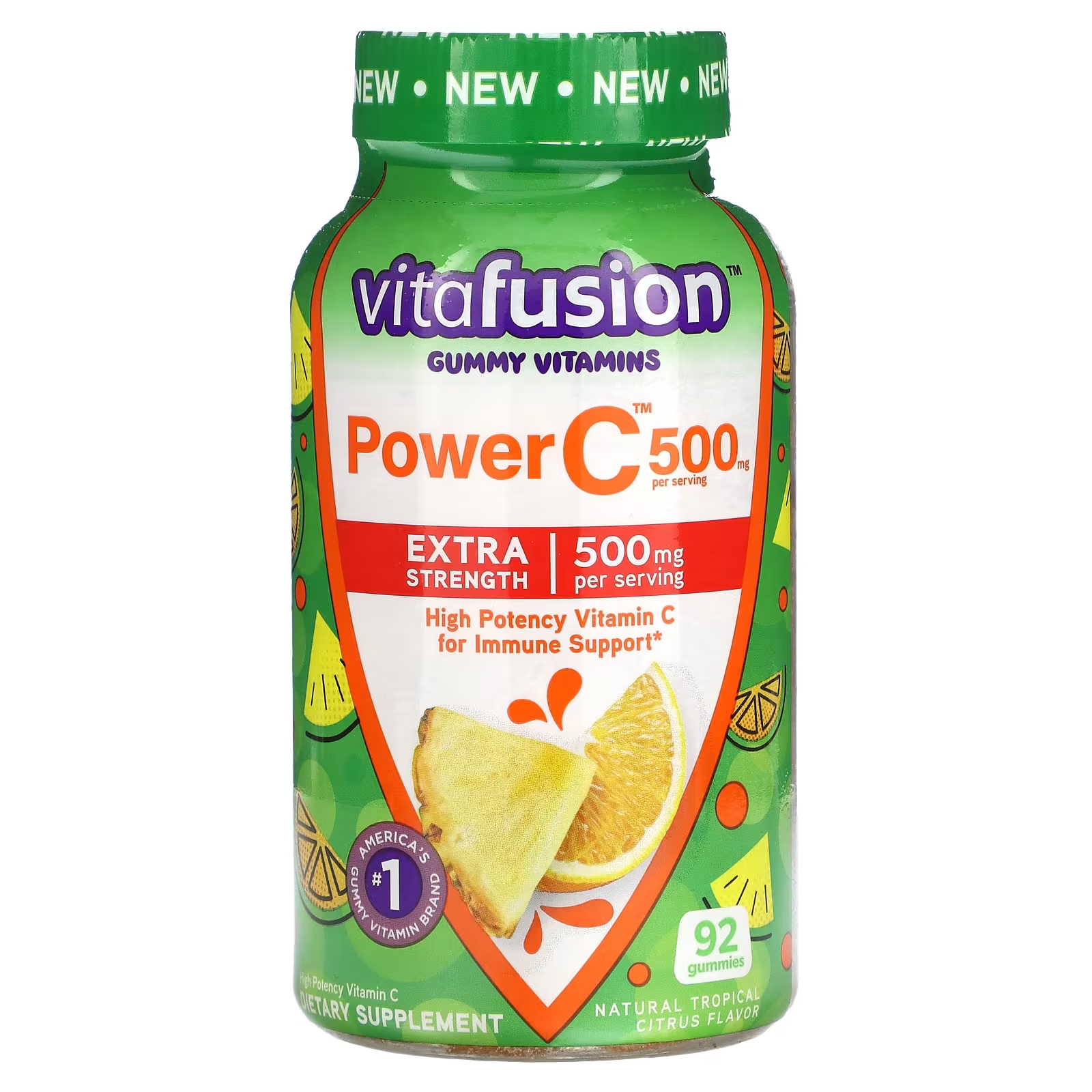 Витамины VitaFusion Power C Extra Strength тропические цитрусовые, 92 жевательные конфеты пищевая добавка для укрепления иммунитета angel immunity and power в сухой смеси 50 гр