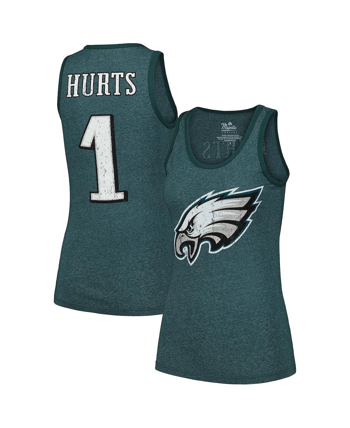 

Женские нитки Jalen Hurts Midnight Green Philadelphia Eagles Имя и номер игрока Майка Tri-Blend Majestic