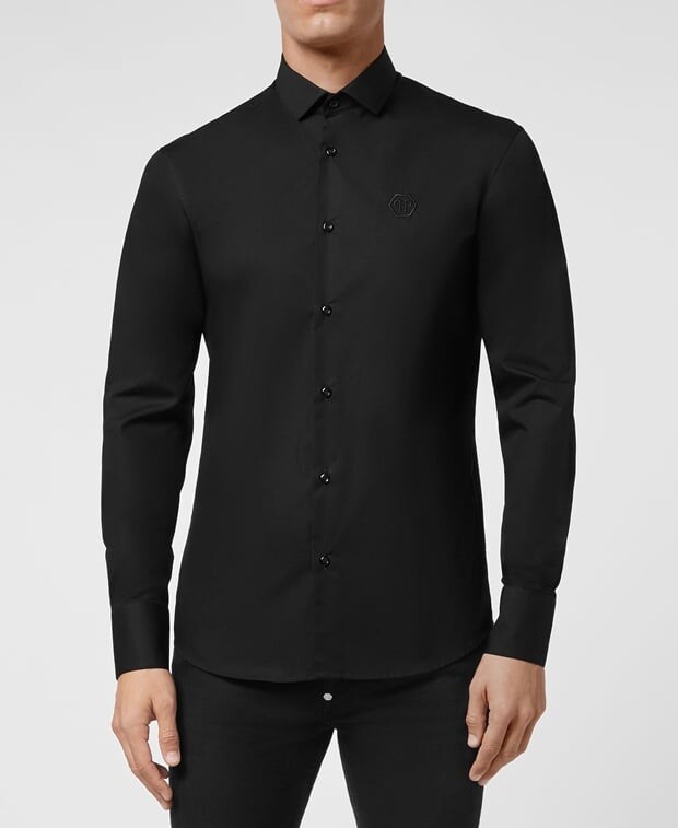 

Рубашка с длинными рукавами – классический крой Philipp Plein, черный