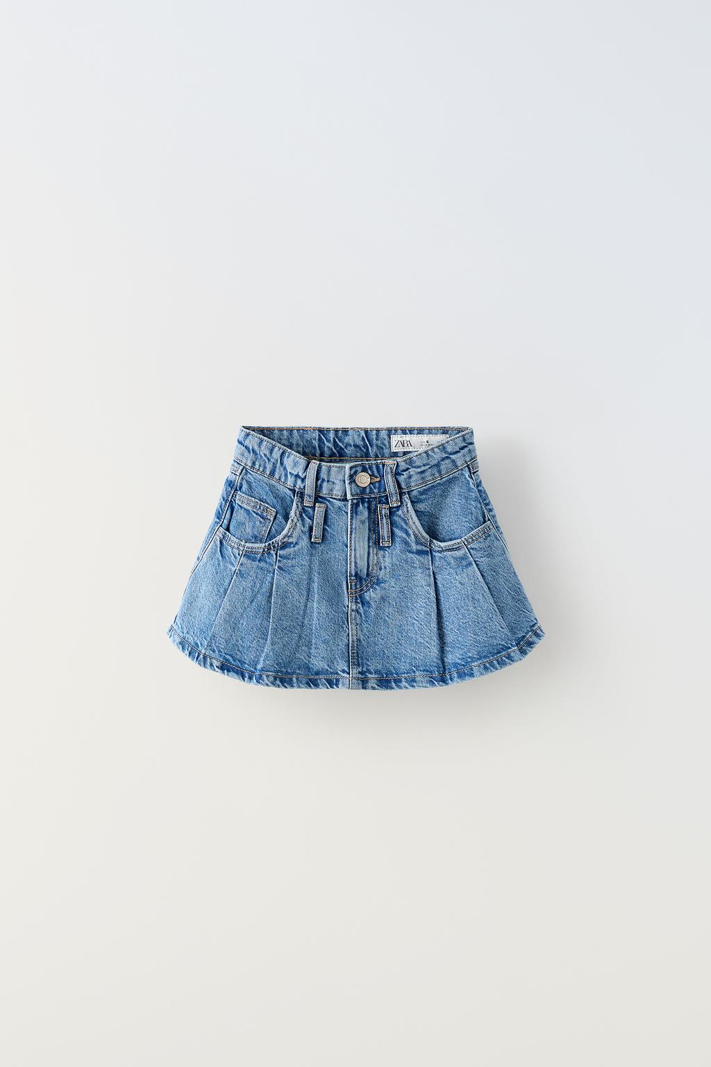 Короткая джинсовая юбка ZARA, синий