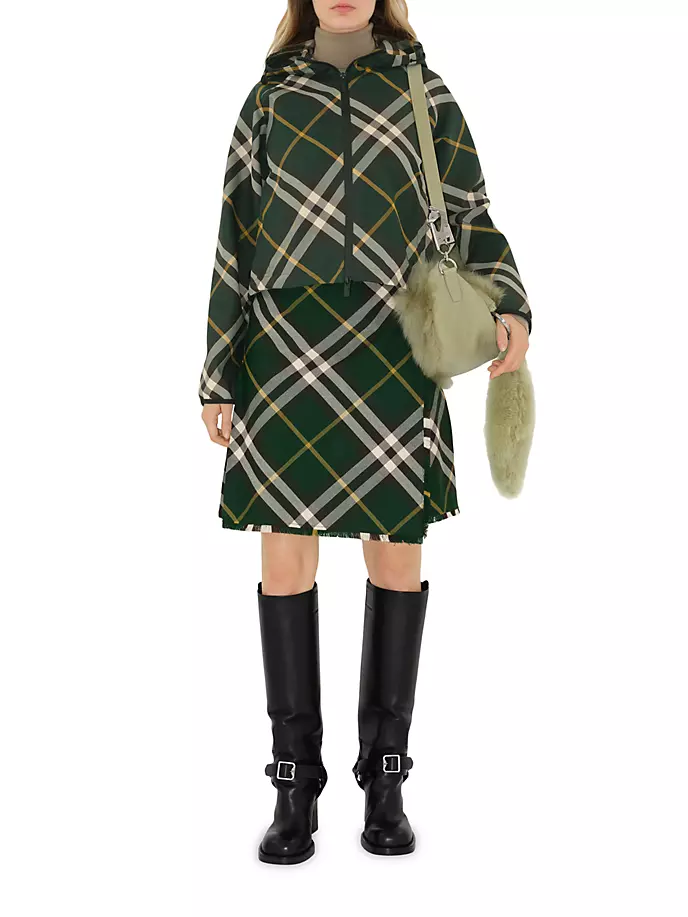 

Укороченная куртка из твила в клетку Burberry, цвет ivy check