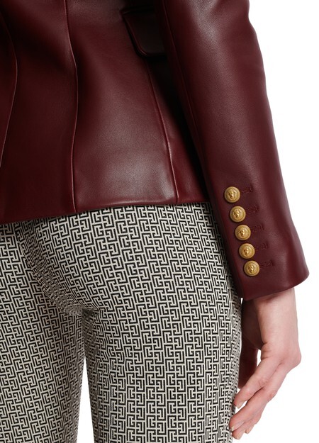 

Двубортная кожаная куртка Balmain, красный