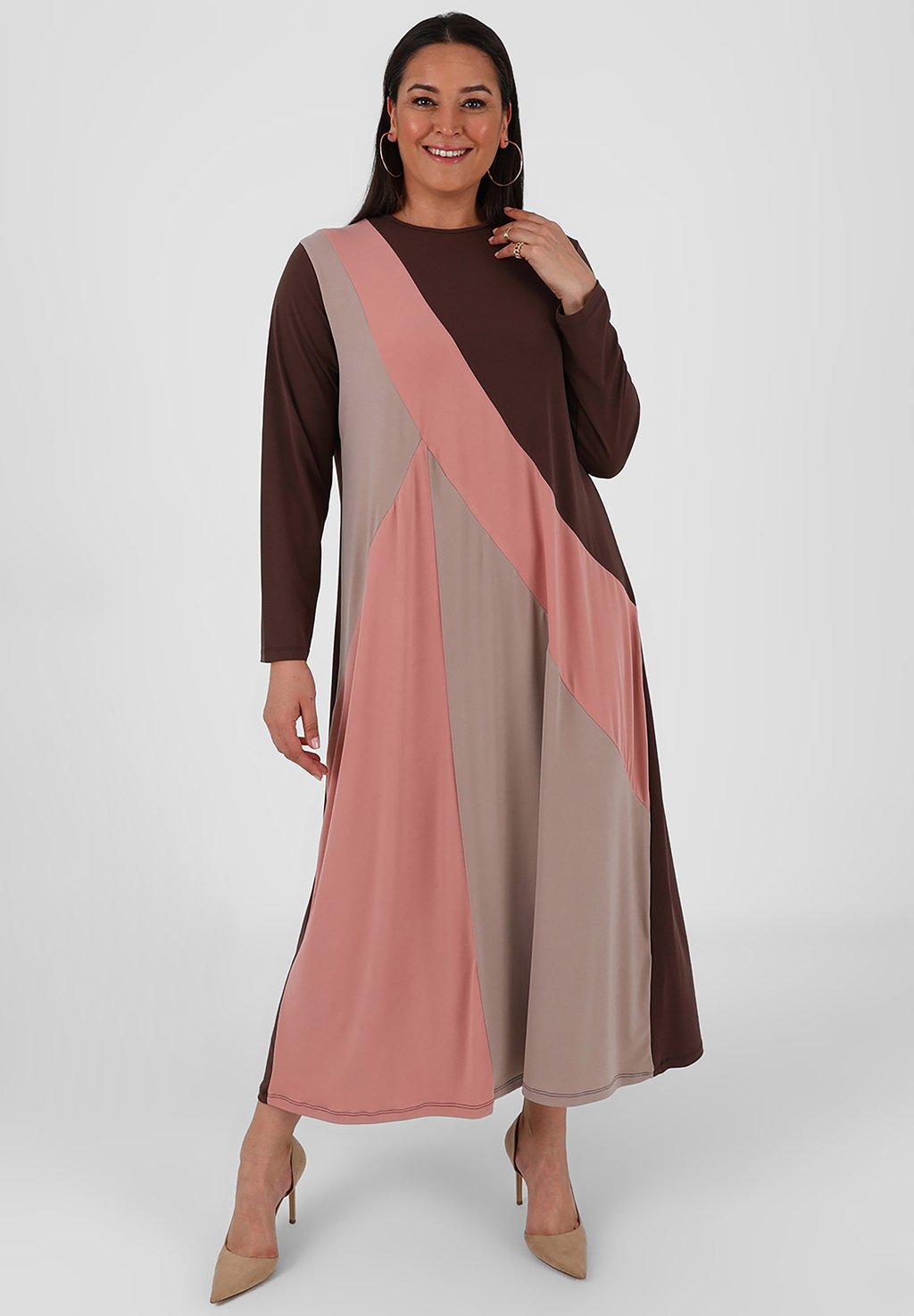 Платье макси CREW NECK ALIA Modanisa, цвет multicoloured блузка crew neck plus size alia modanisa розовый