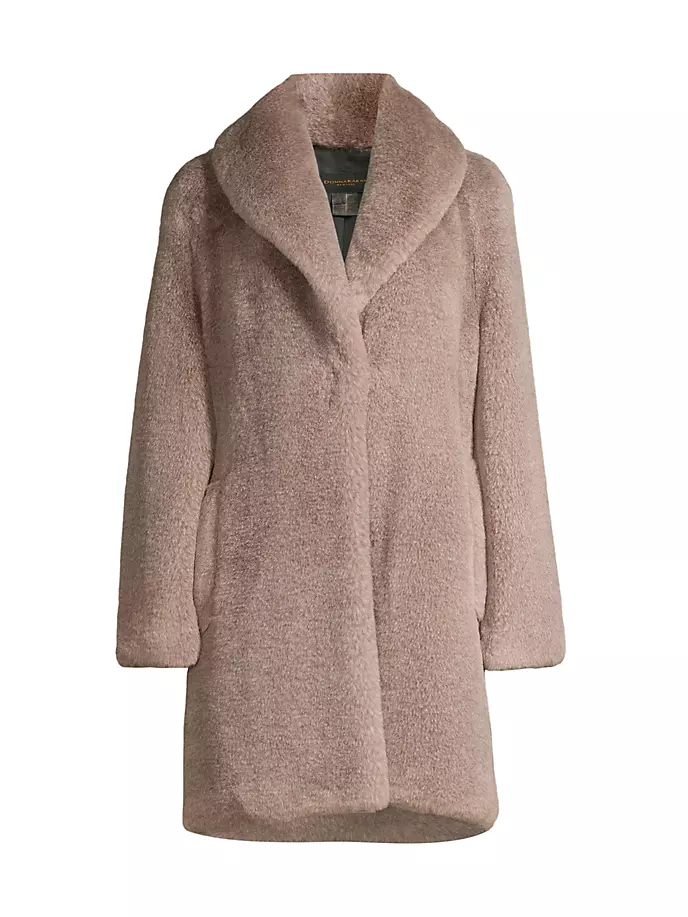 Пальто средней длины из искусственного меха Donna Karan New York, коричневый цена и фото