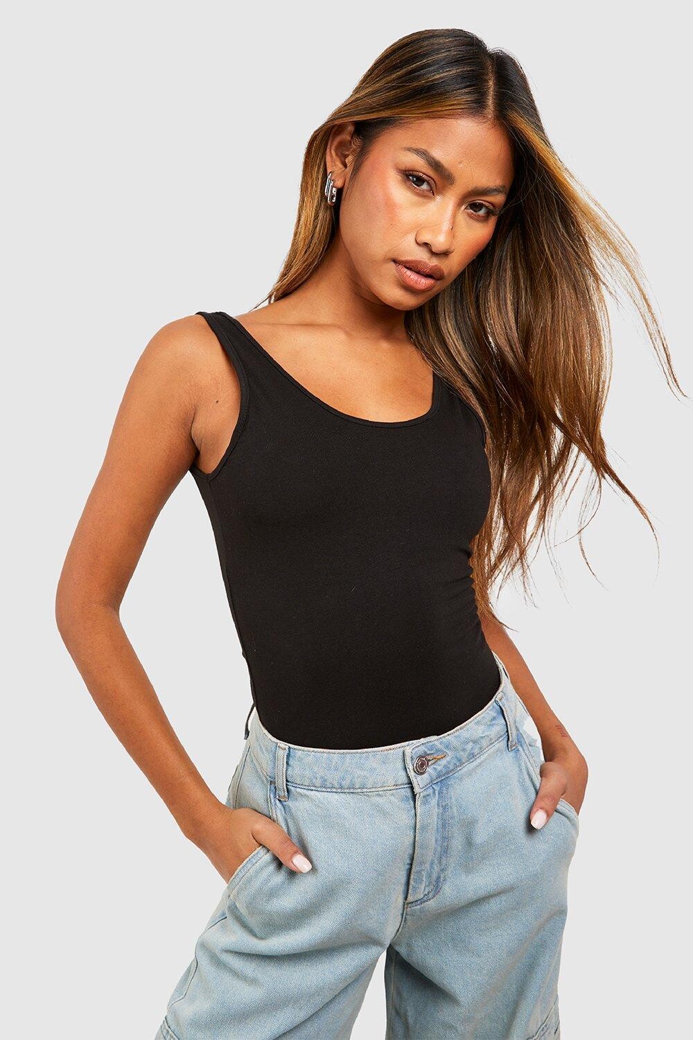 

Базовый жилет из хлопкового вырезка Boohoo, черный