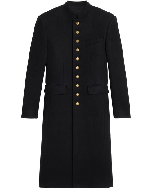 

Пальто в стиле милитари из шерстяной ткани Celine, черный