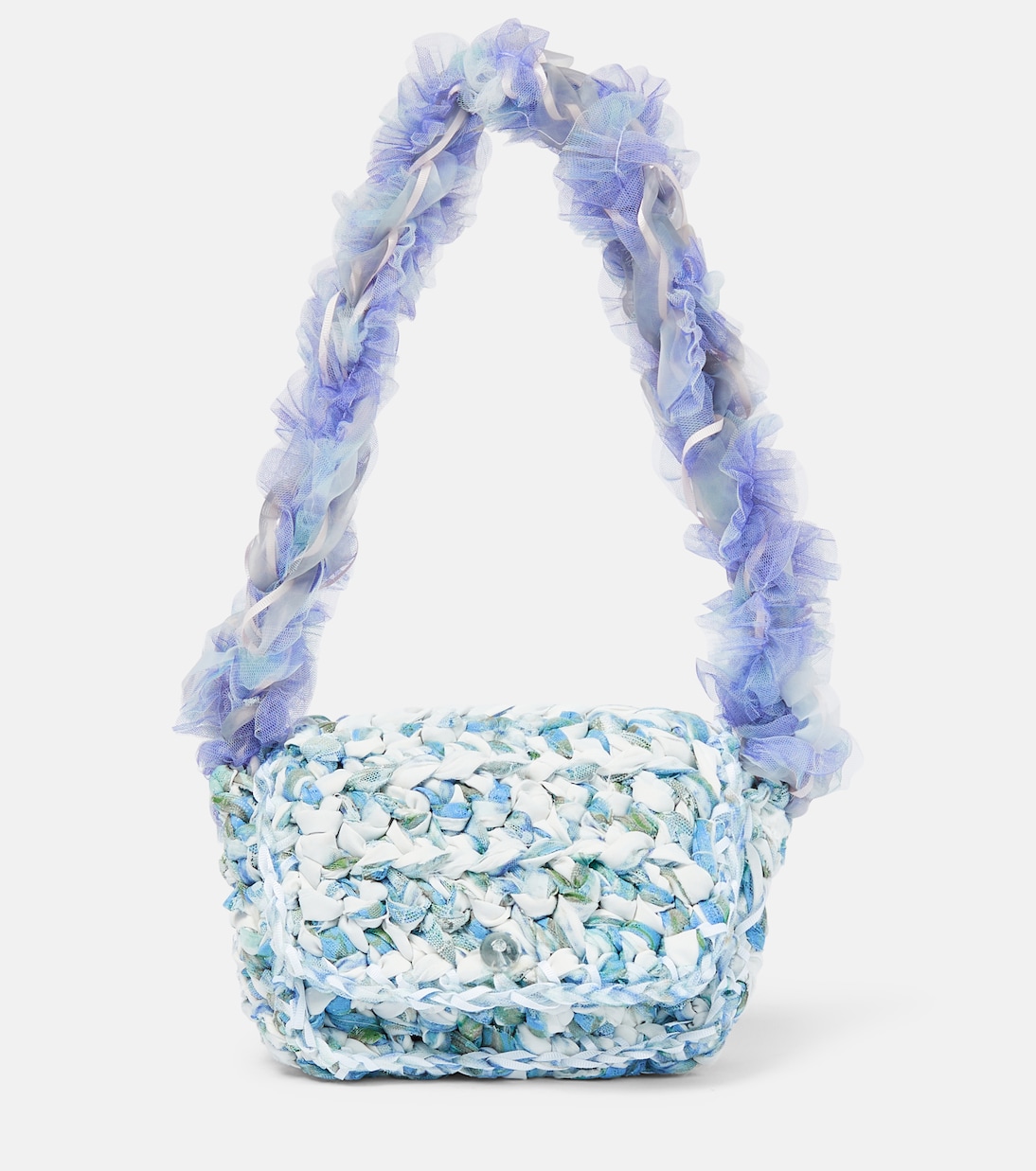 цена Миниатюрная кружевная сумка на плечо, связанная крючком Susan Fang, синий
