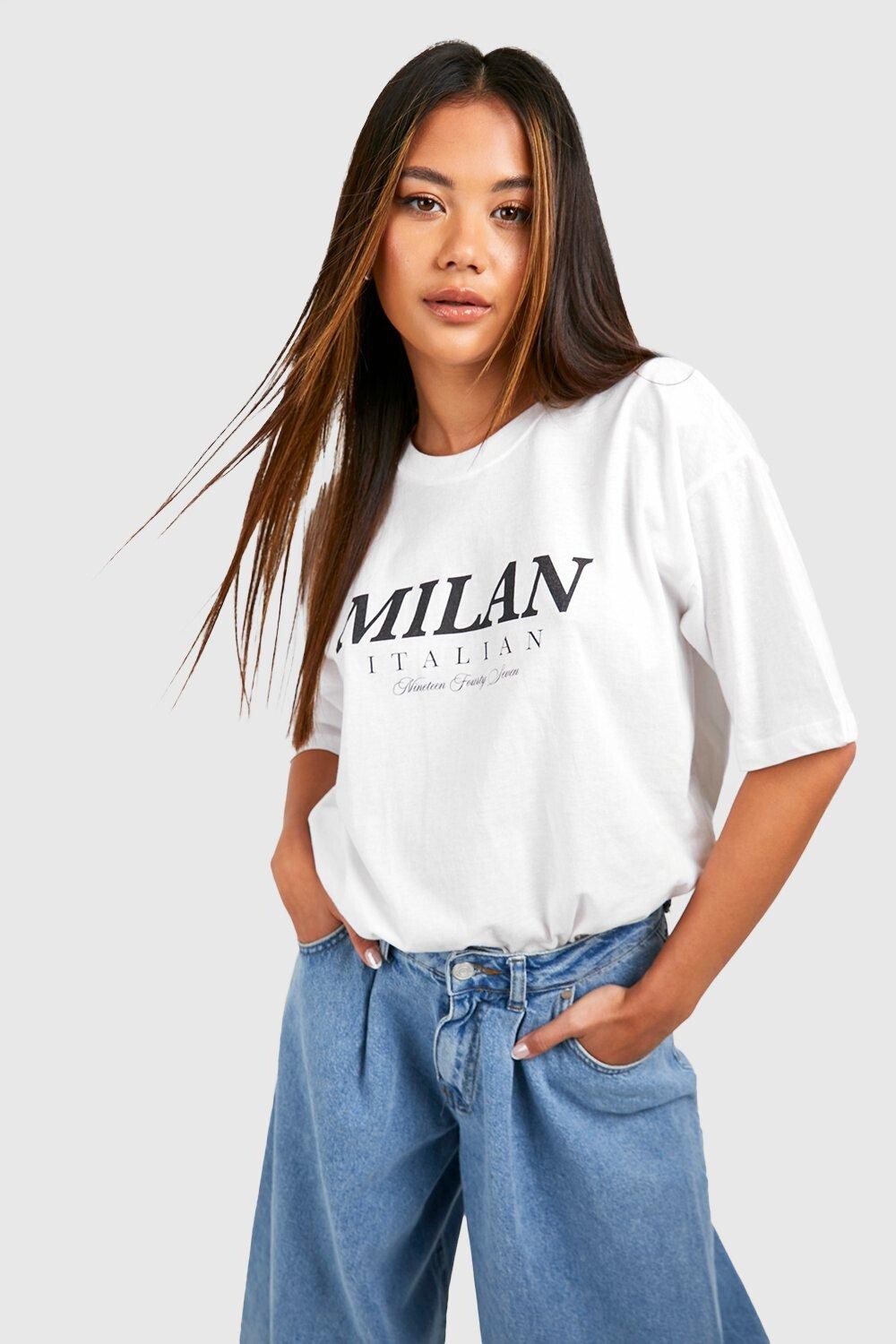 

Футболка оверсайз с принтом milan Boohoo, белый