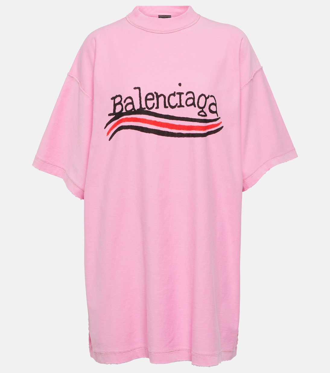 Футболка из хлопкового джерси с логотипом Balenciaga, розовый цена и фото
