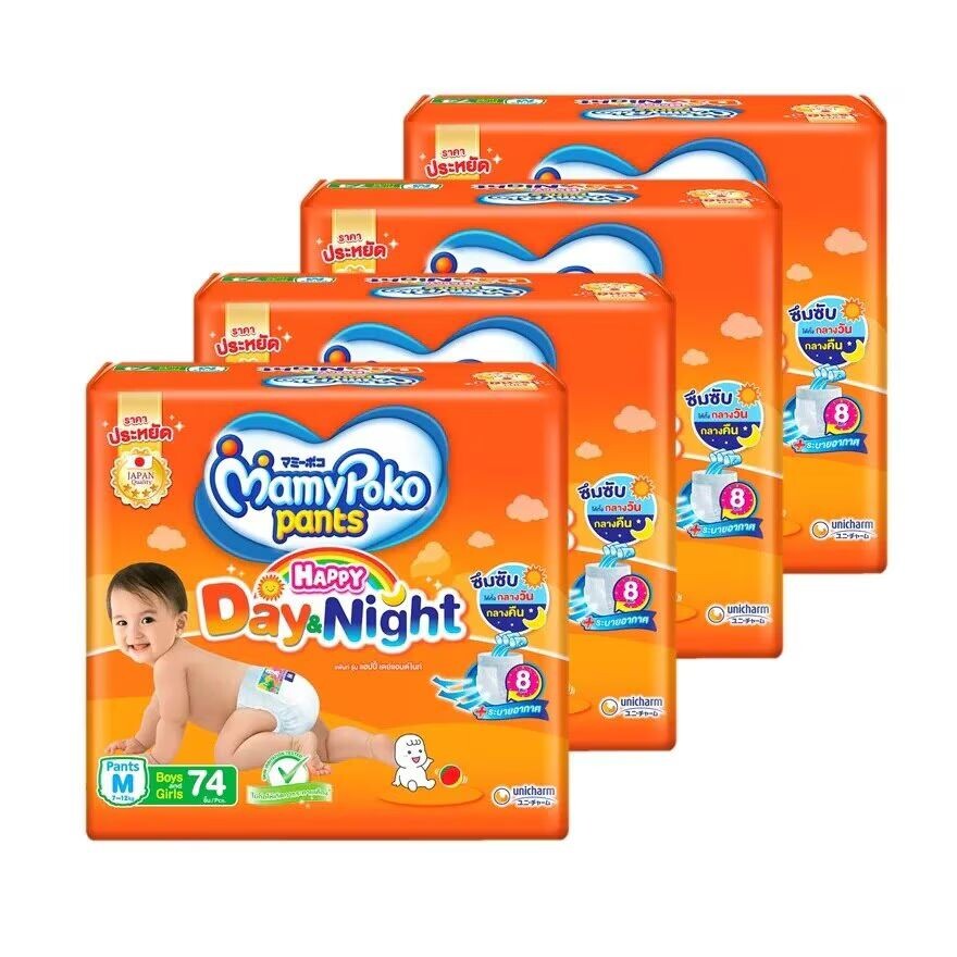 

Mamy Poko Брюки Happy Day Night Размер M 74X4 Упаковка ผ้าอ้อมเด็ก, Orange
