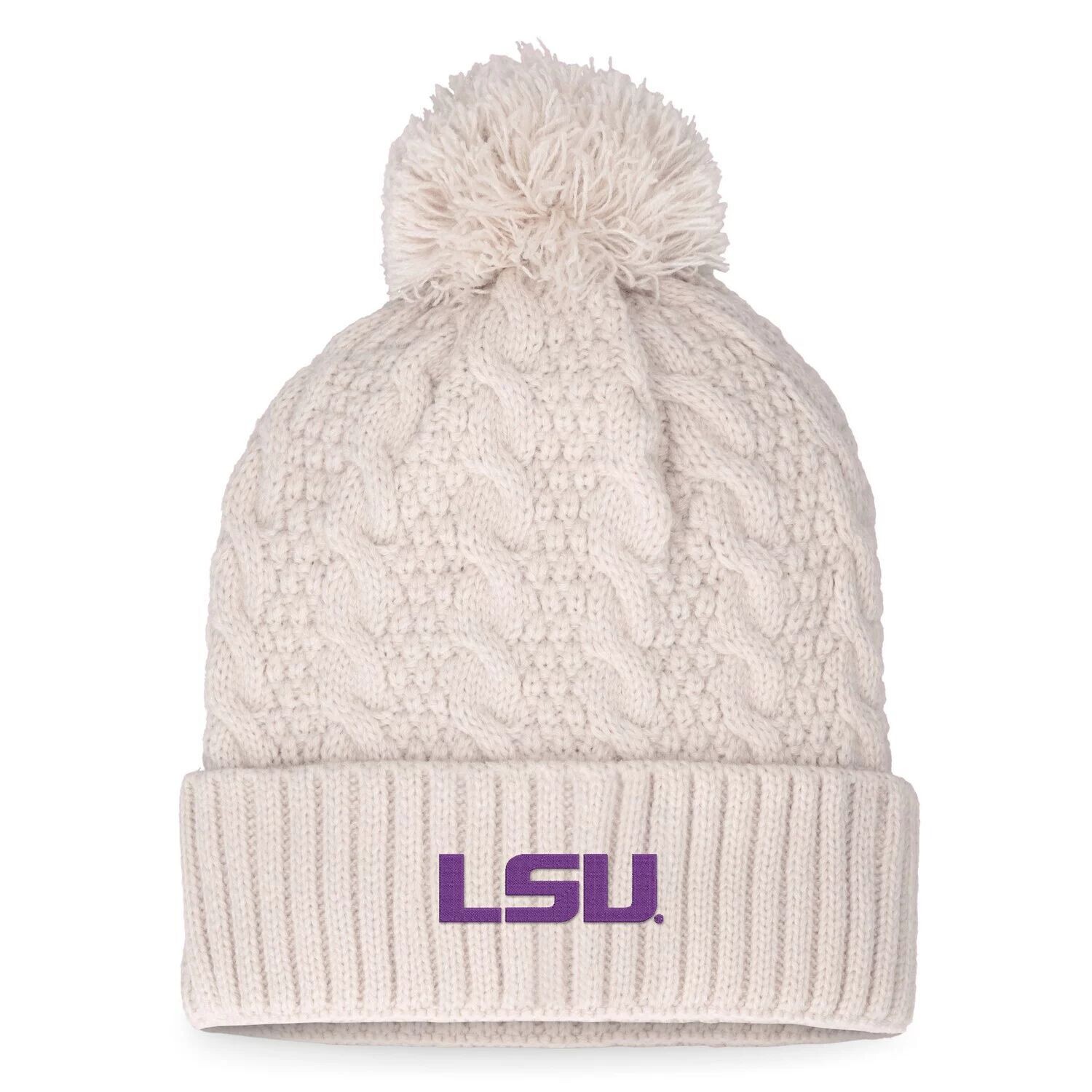 

Женская кремовая вязаная шапка с манжетами и помпоном Top of the World LSU Tigers Pearls