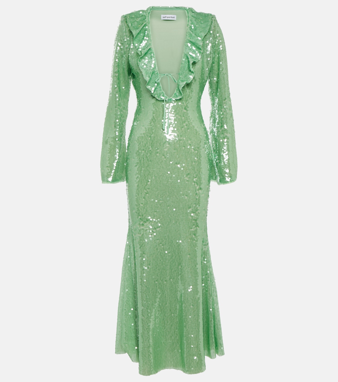 Украшенное платье миди SELF-PORTRAIT, зеленый