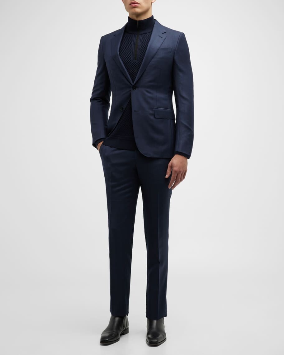 

Мужской клетчатый шерстяной костюм ZEGNA