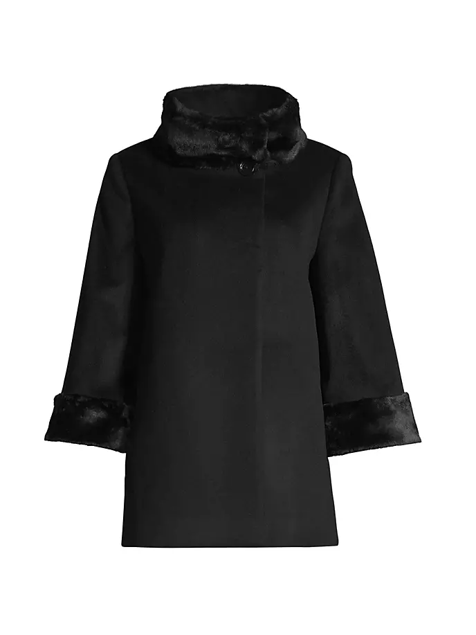 Короткое шерстяное пальто с отделкой из искусственного меха Cinzia Rocca, черный cinzia soft мокасины