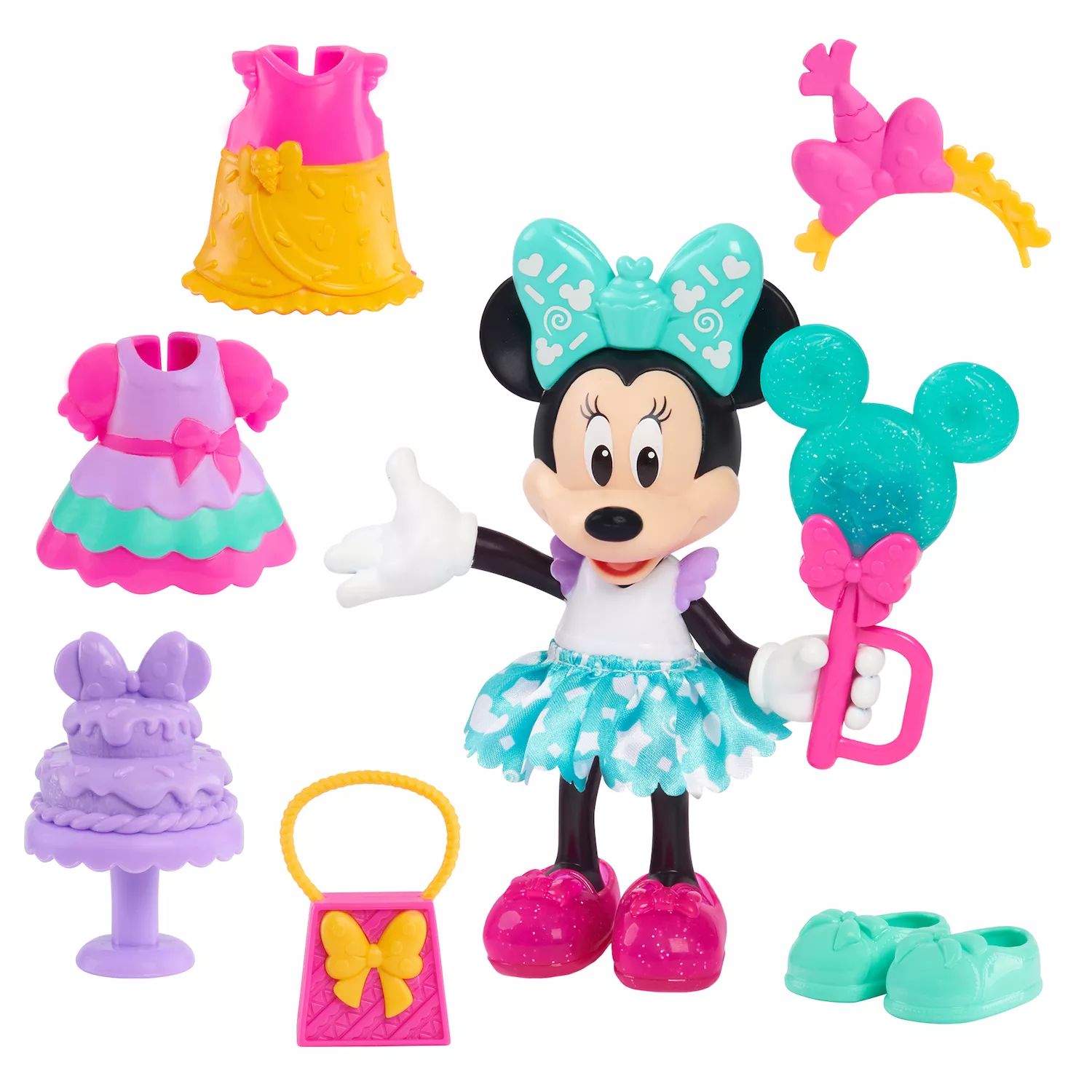 цена Модная кукла Disney Junior Minnie Mouse Sweet Party в футляре от Just Play Just Play