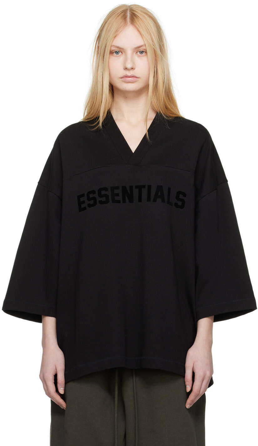 

Черная футбольная футболка Fear Of God Essentials, цвет Jet black