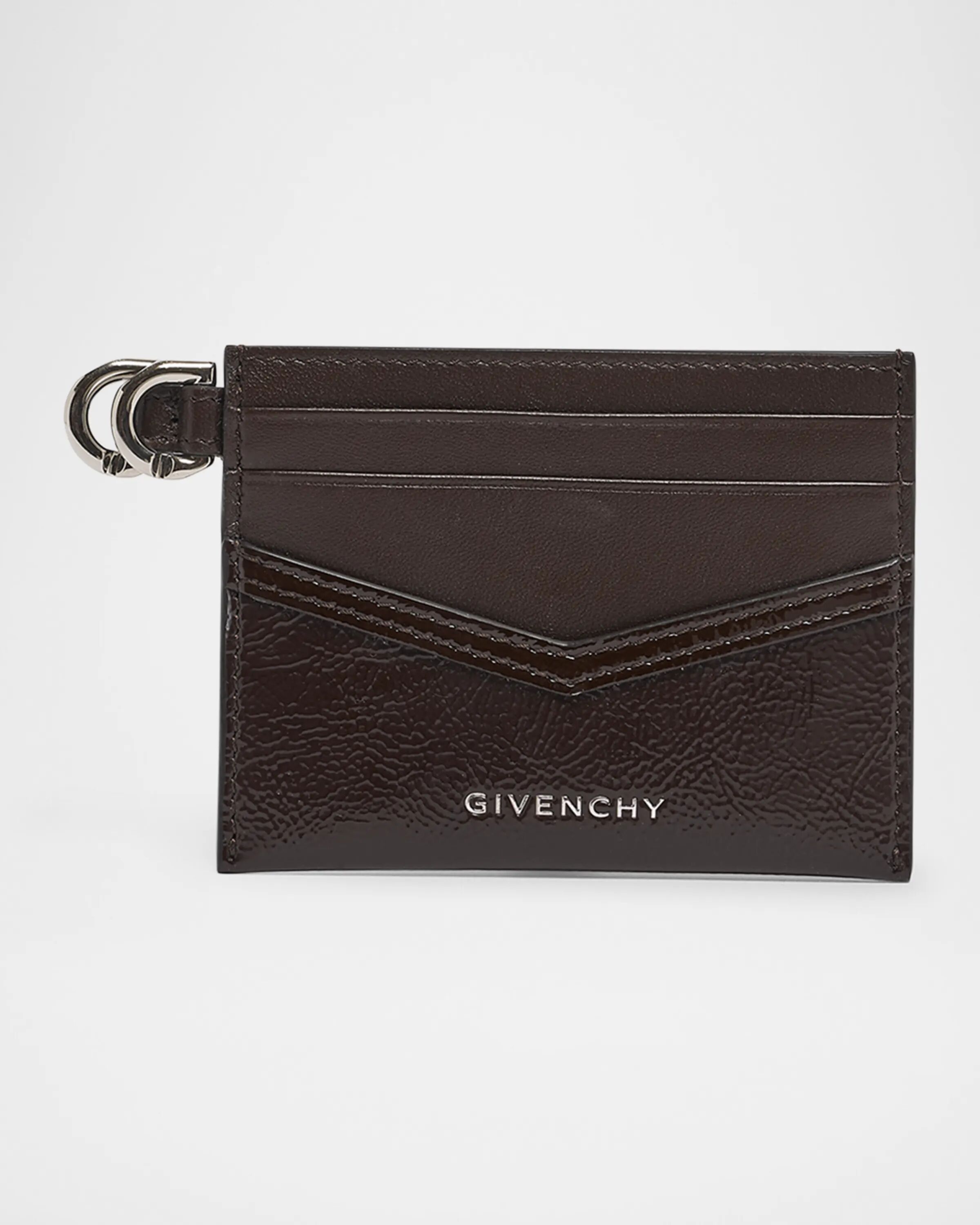 

Визитница Voyou из блестящей мятой кожи Givenchy, цвет Ebony Brown