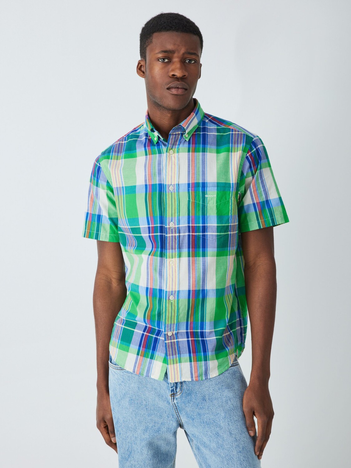 

GANT Madras Рубашка в клетку с коротким рукавом, средне-зеленый