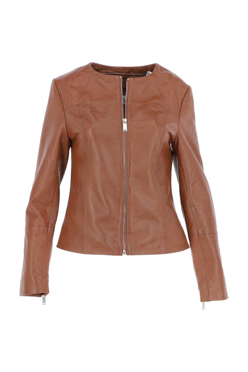 цена Модная куртка без воротника из натуральной кожи 'Francesca' Ashwood Leather, коричневый