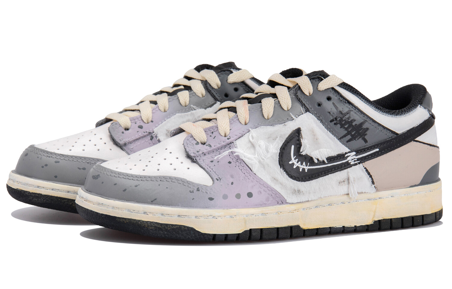 

Кроссовки Nike Dunk Skateboarding Shoes Women's Low-top White/purple/gray/black, фиолетовый