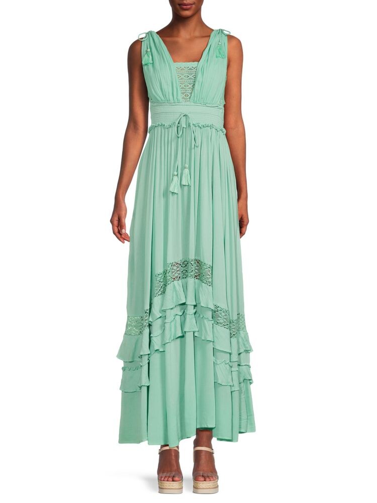 

Многоярусное платье макси Santa Maria с вырезами Free People, цвет Mountain Green