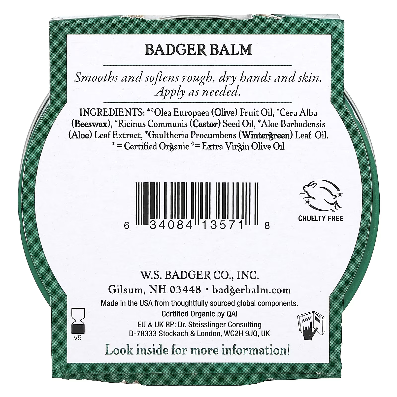 Бальзам органический Badger Company для рук, 56 г badger company бальзам badger для сухой и чувствительной кожи без запаха 56 г