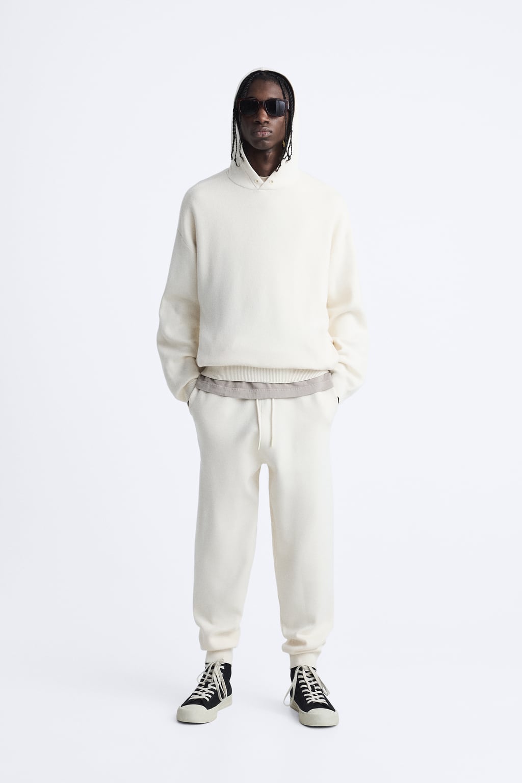 

Вязаные спортивные брюки ZARA, белый