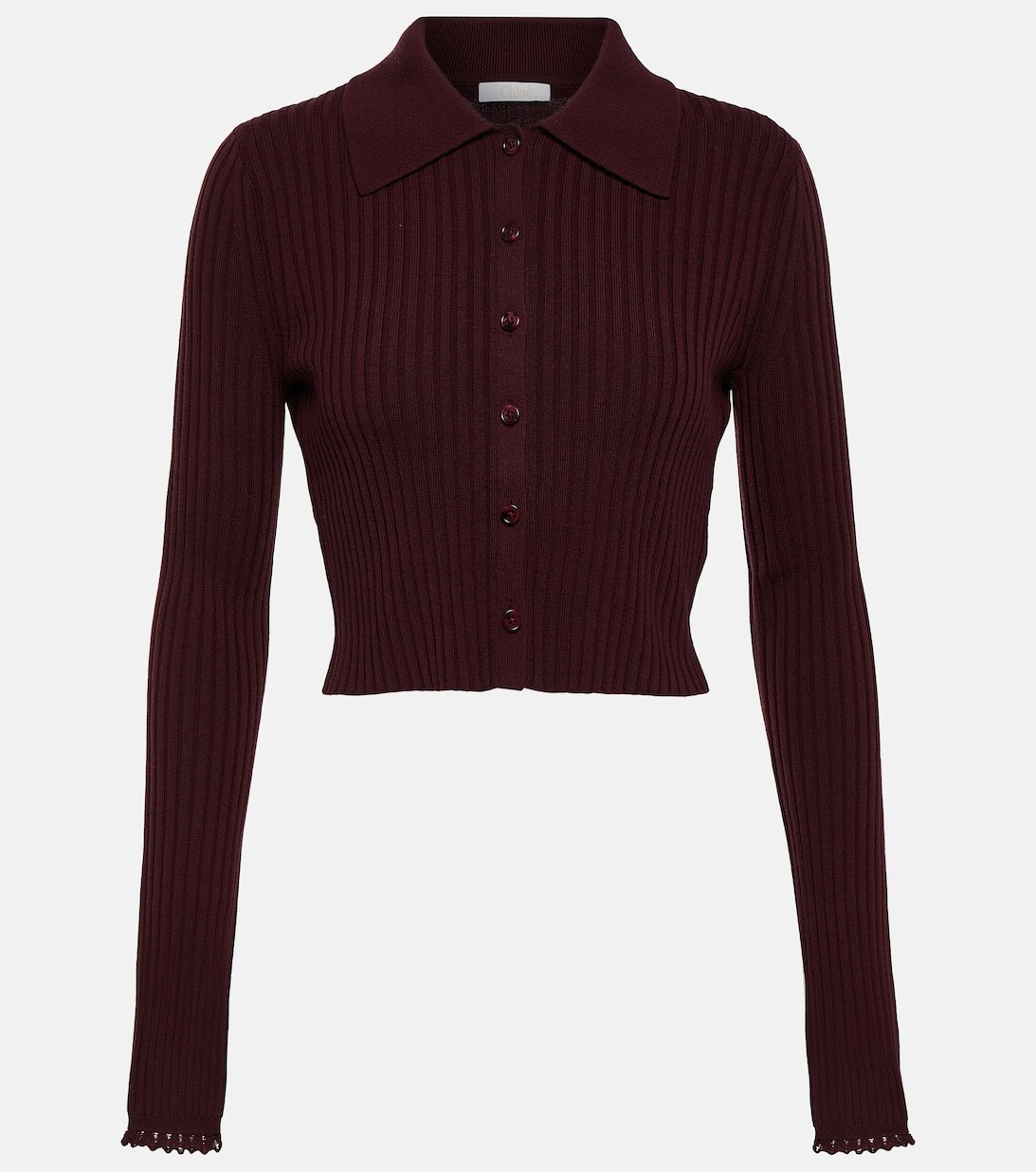 

Кардиган в рубчик из смесовой шерсти CHLOÉ, фиолетовый