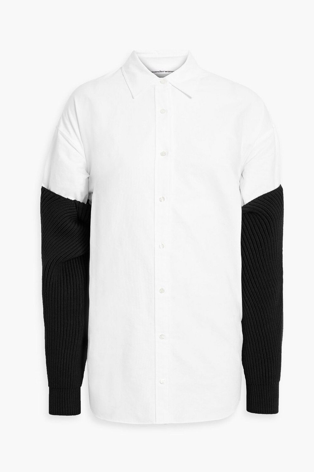 

Рубашка-оксфорд из хлопка в рубчик со вставками ALEXANDERWANG.T, белый