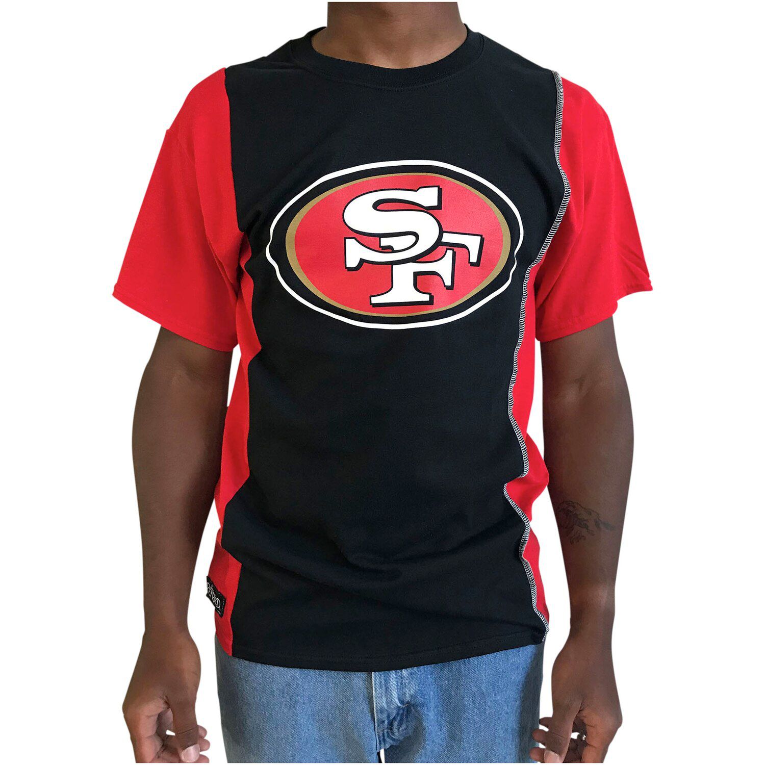 

Мужская футболка Refried Apparel черного/алого цвета San Francisco 49ers из экологически чистого материала с разрезом