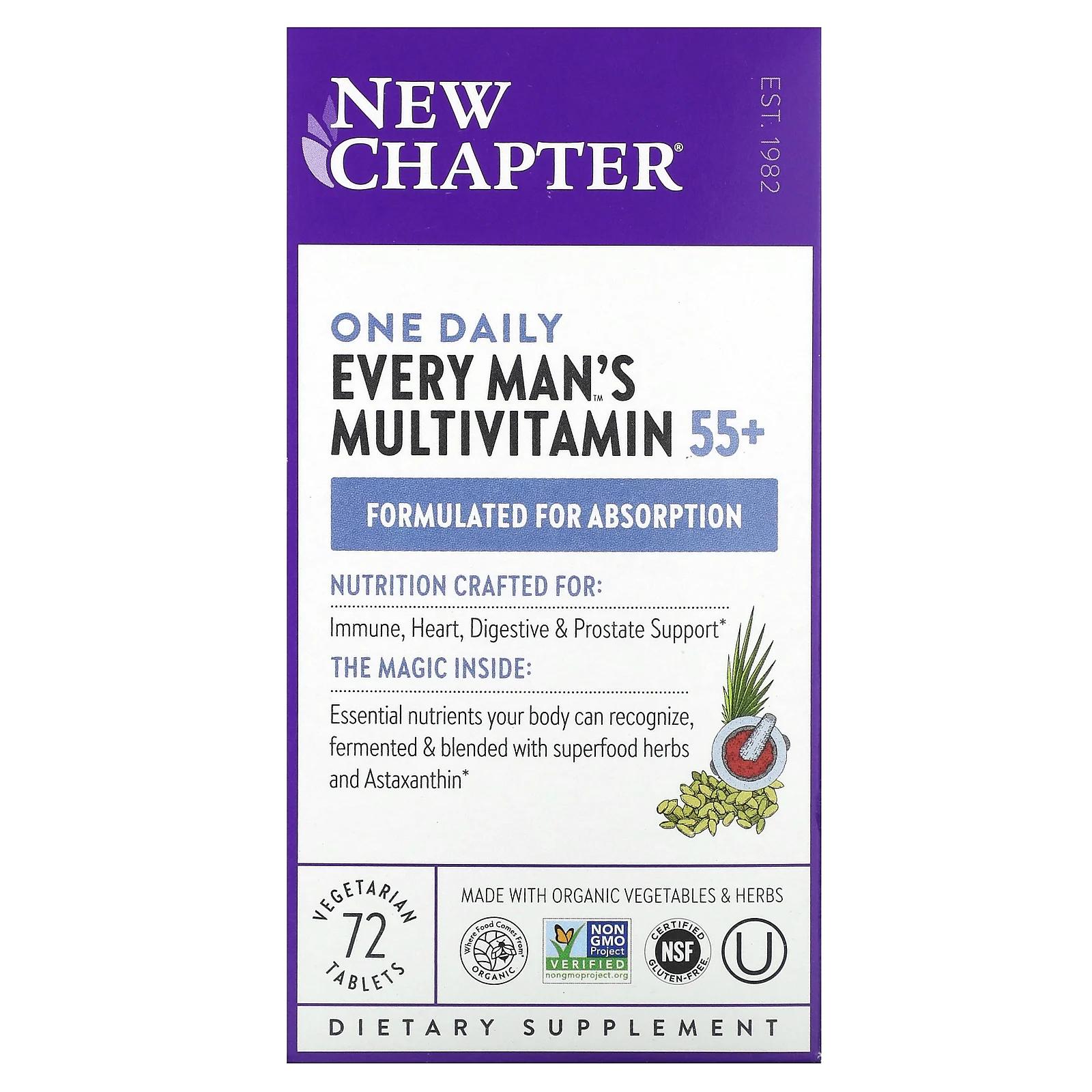 New Chapter Мультивитамины для мужчин Every Man's One Daily 55+ 72 вегетарианских таблетки