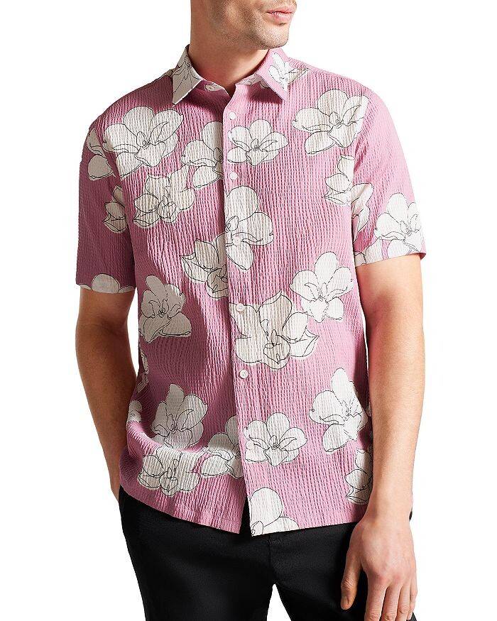 

Рубашка с коротким рукавом с цветочным принтом Coving Seersucker Ted Baker