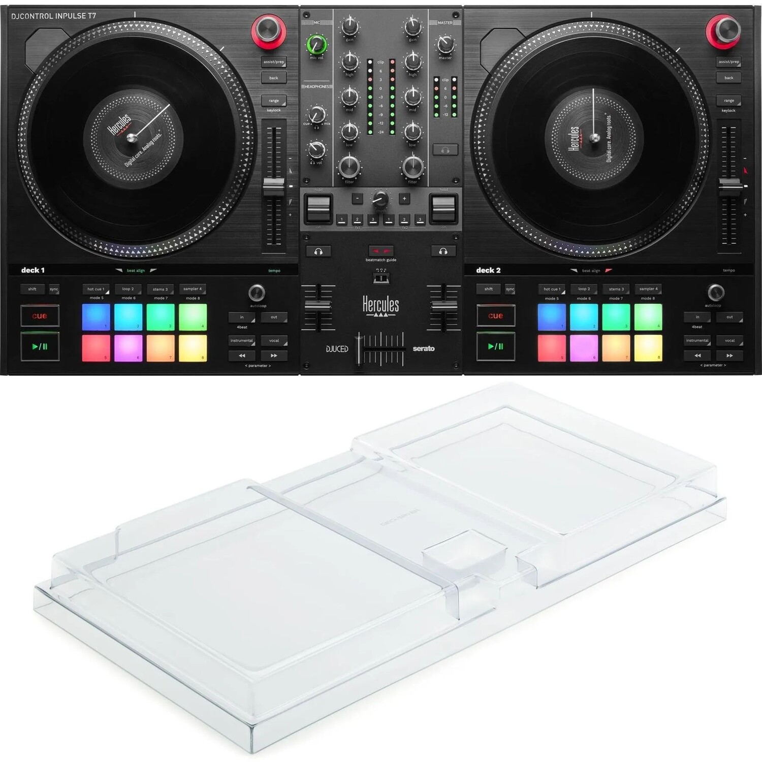 

Новый 2-дековый моторизованный DJ-контроллер Hercules DJ DJControl Inpulse T7 с функцией Decksaver