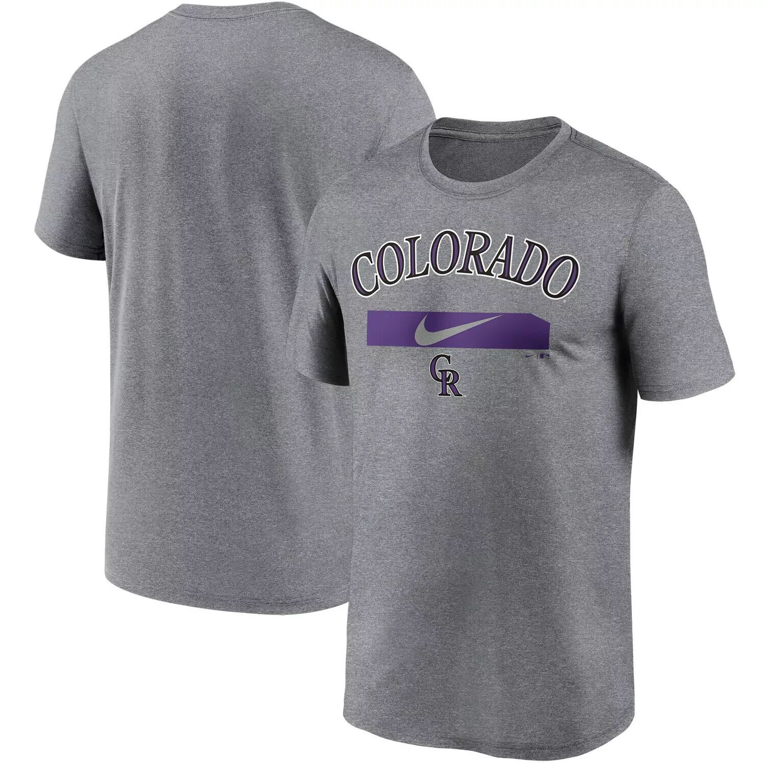 

Мужская серая футболка Colorado Rockies City Legend Practice Performance Performance Nike, Серый