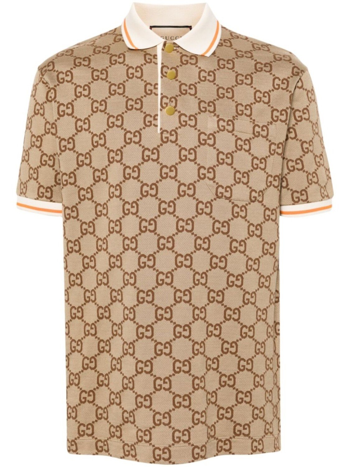 

Gucci жаккардовая рубашка поло с логотипом GG, нейтральный цвет