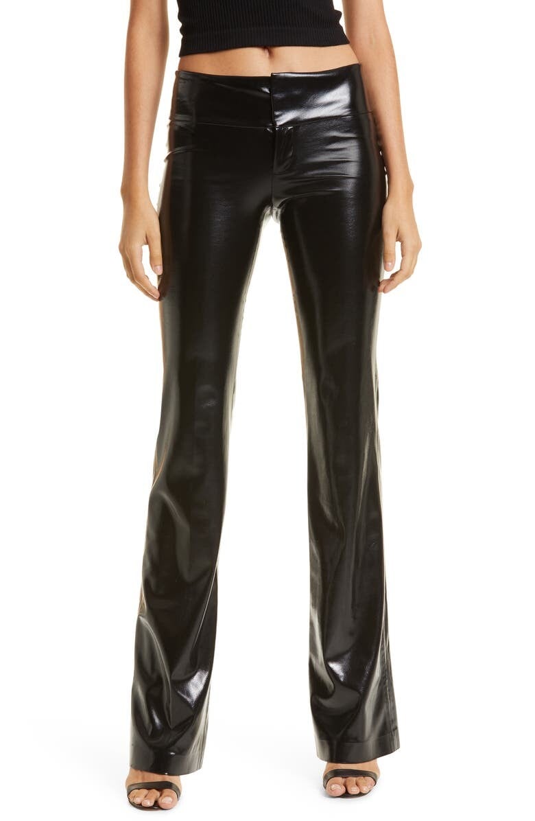 

Брюки Bootcut из искусственной кожи Olivia ALICE + OLIVIA, черный
