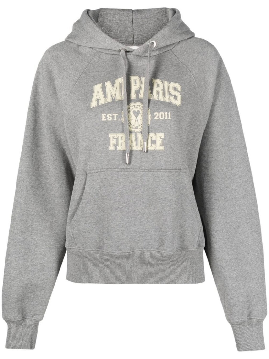 

AMI Paris худи из органического хлопка с логотипом, серый