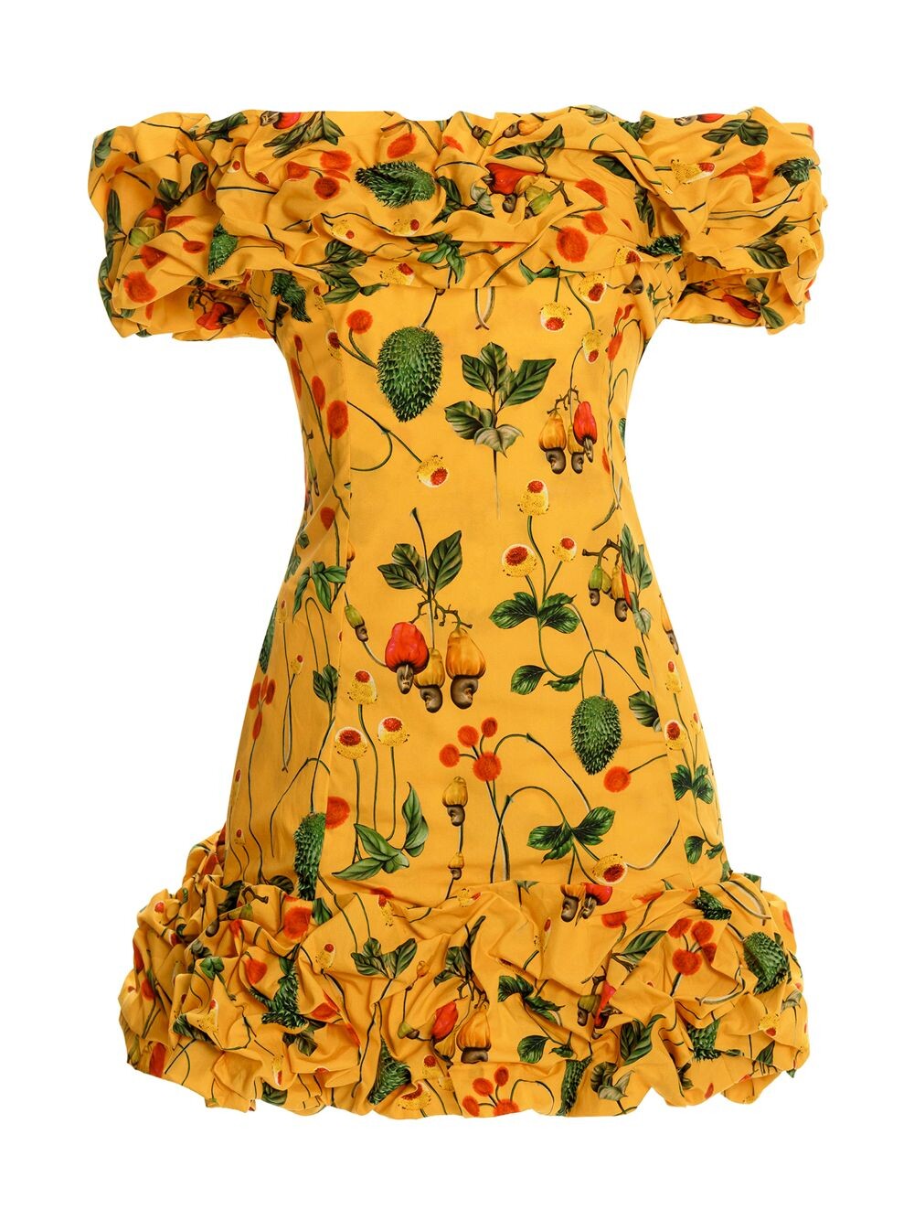 

Мини-платье Curandera Jardin Frutal с оборками Agua by Agua Bendita, желтый