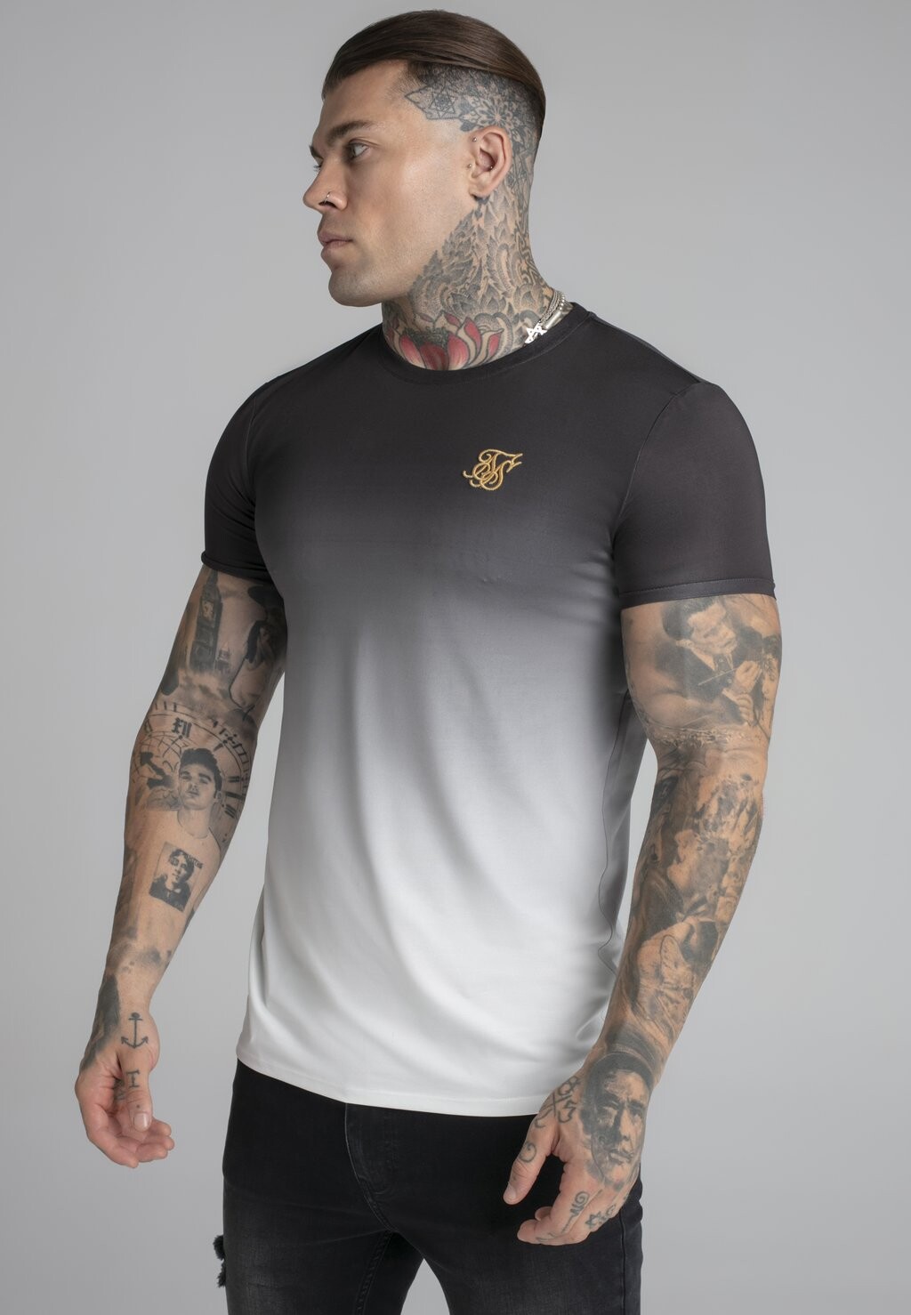 

Футболка с принтом SIKSILK, черная, белая, Черный