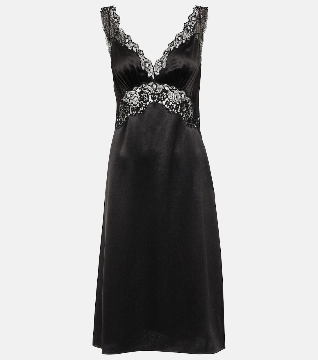

Мини-платье с кружевной отделкой Saint Laurent, черный