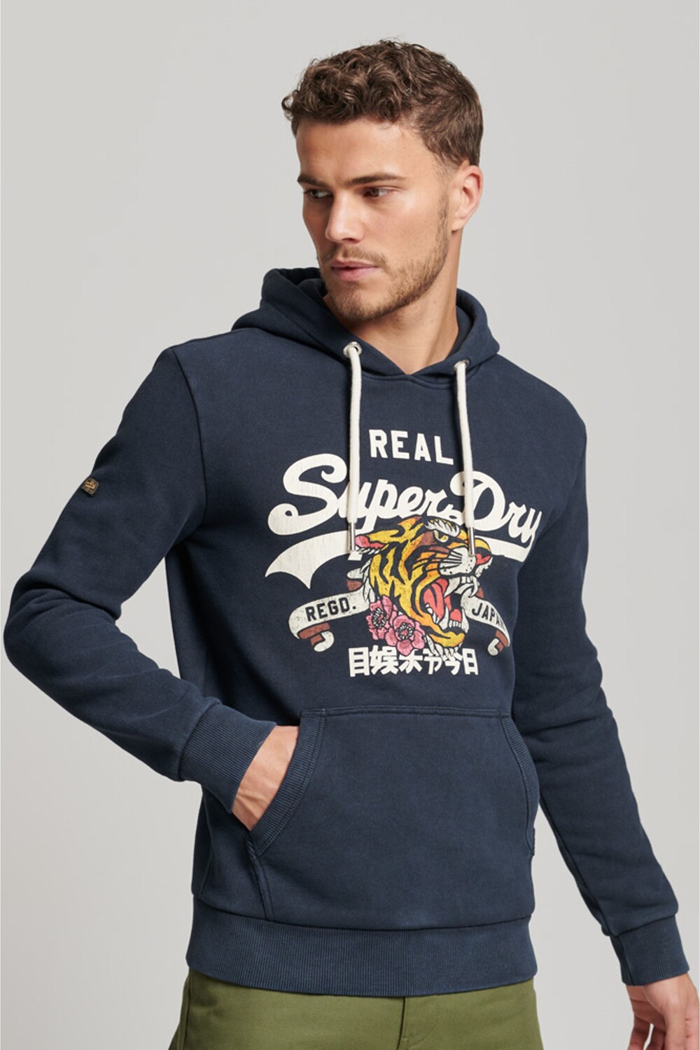 

Толстовка с повествовательным логотипом Vintage Superdry, синий