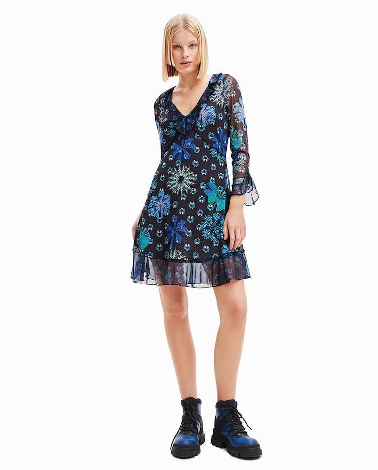 

Короткое платье с рюшами Desigual, синий