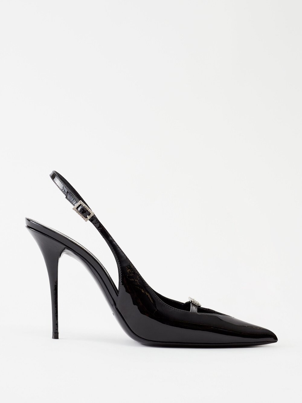 

Туфли luna 105 из лакированной кожи с пряжкой с кристаллами Saint Laurent, черный