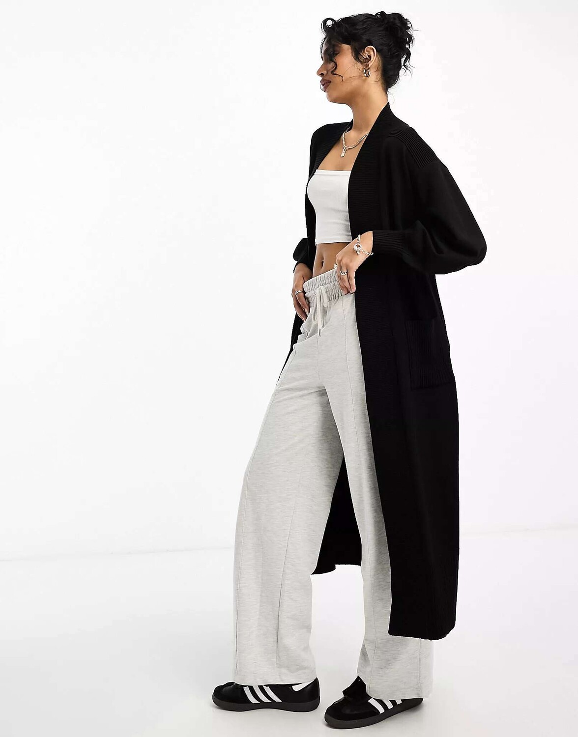 

Черный кардиган в рубчик макси River Island