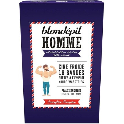 

Холодный воск для плеч, спины и туловища 16 полосок 21г, Blondepil Homme