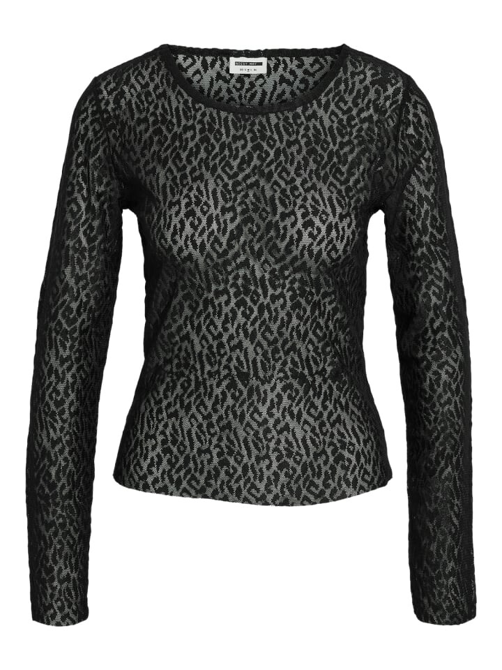 

Футболка Noisy may Langarmshirt Slim Fit Leoprint durchsichtig, черный
